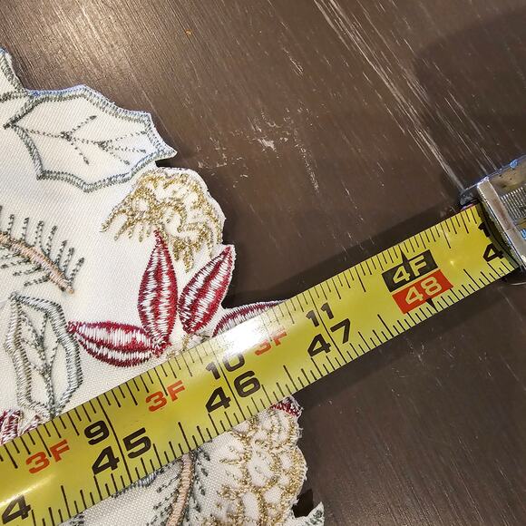 Holiday Fireplace Decor-Embroidered Poinsettias, Candles and Holly Berries 47x20 - Picture 7 of 8